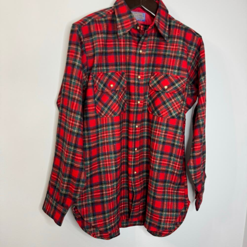Vintage Pendleton Wool Shirt Men’s L Prince Charles Edward Stewart Red Tartan